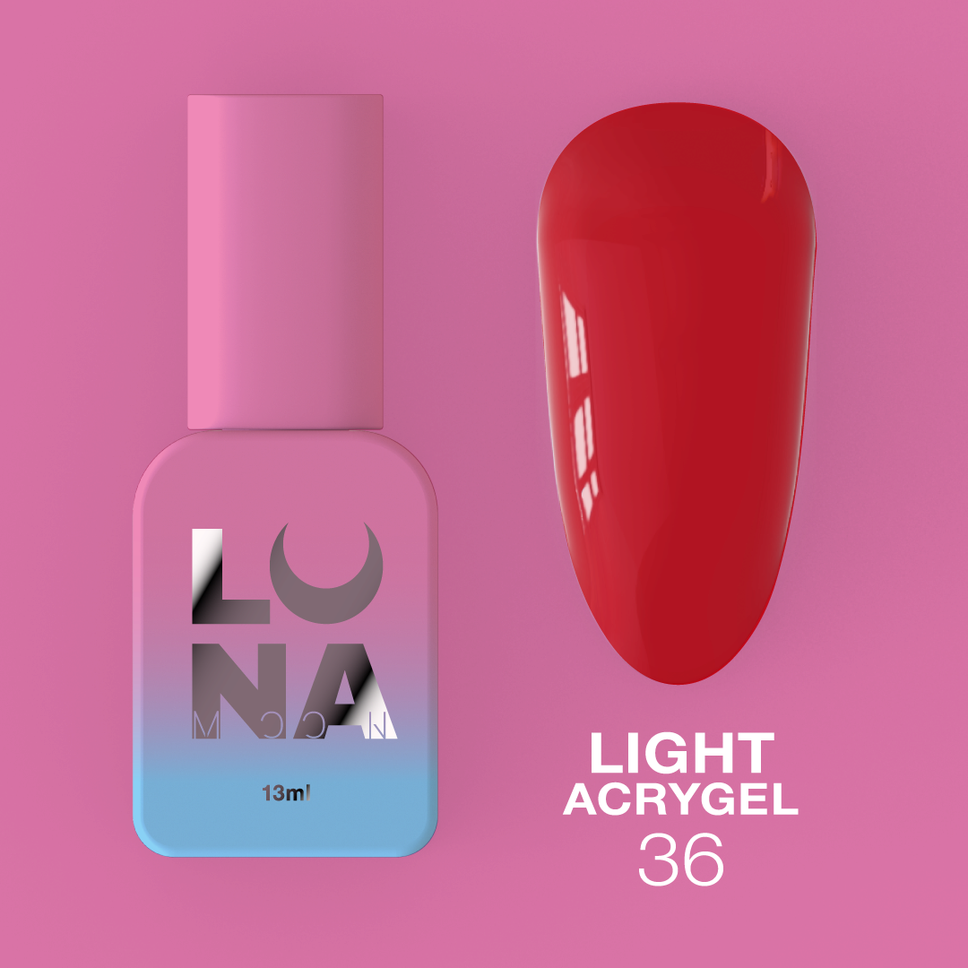 Жидкий гель LunaMoon Light Acrygel No. 36 темно-красный, 13 мл (гель для ногтей)