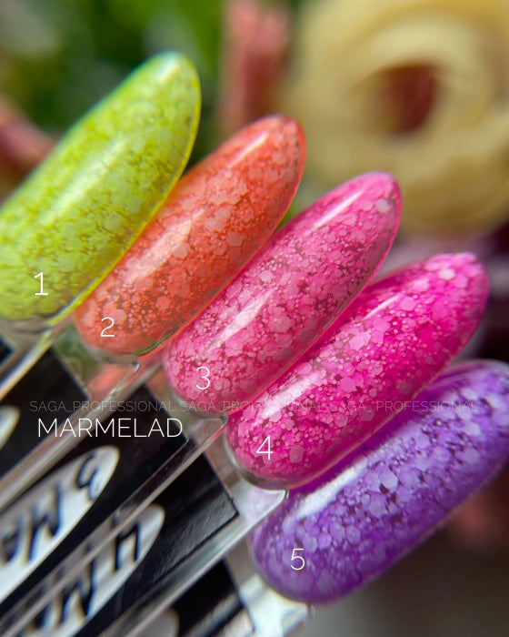 Гель-лак Saga Professional Marmalade № 5 фиолетовый с белыми хлопьями, 9 мл