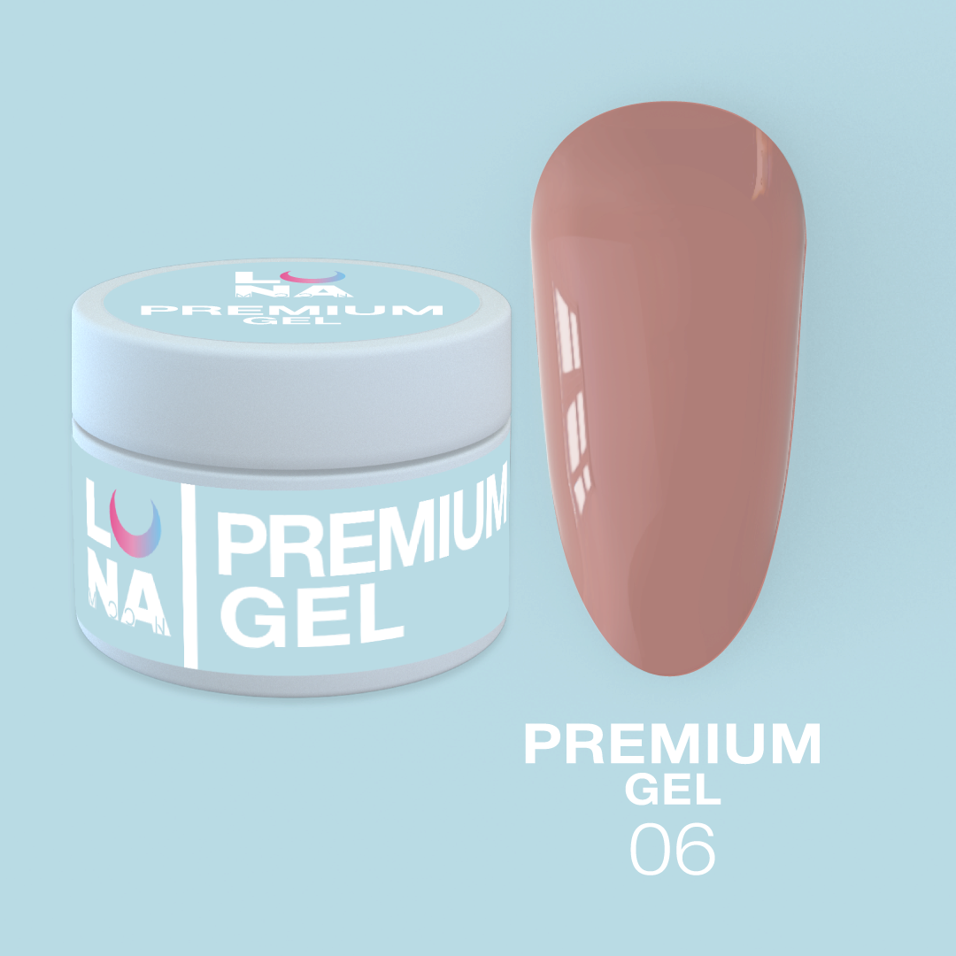 Гель для наращивания ногтей тёмно-бежевый LunaMoon Gel Premium № 6, 15 мл
