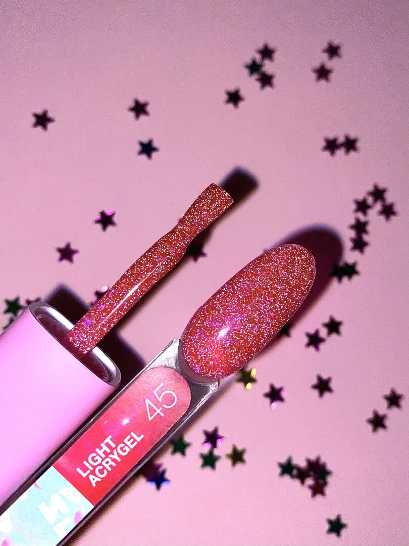 Жидкий гель LunaMoon Light Acrygel № 45 розовый светоотражающий, 13 мл