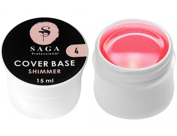 База с шиммером Saga Professional Shimmer #4 розовый персик, 15 мл
