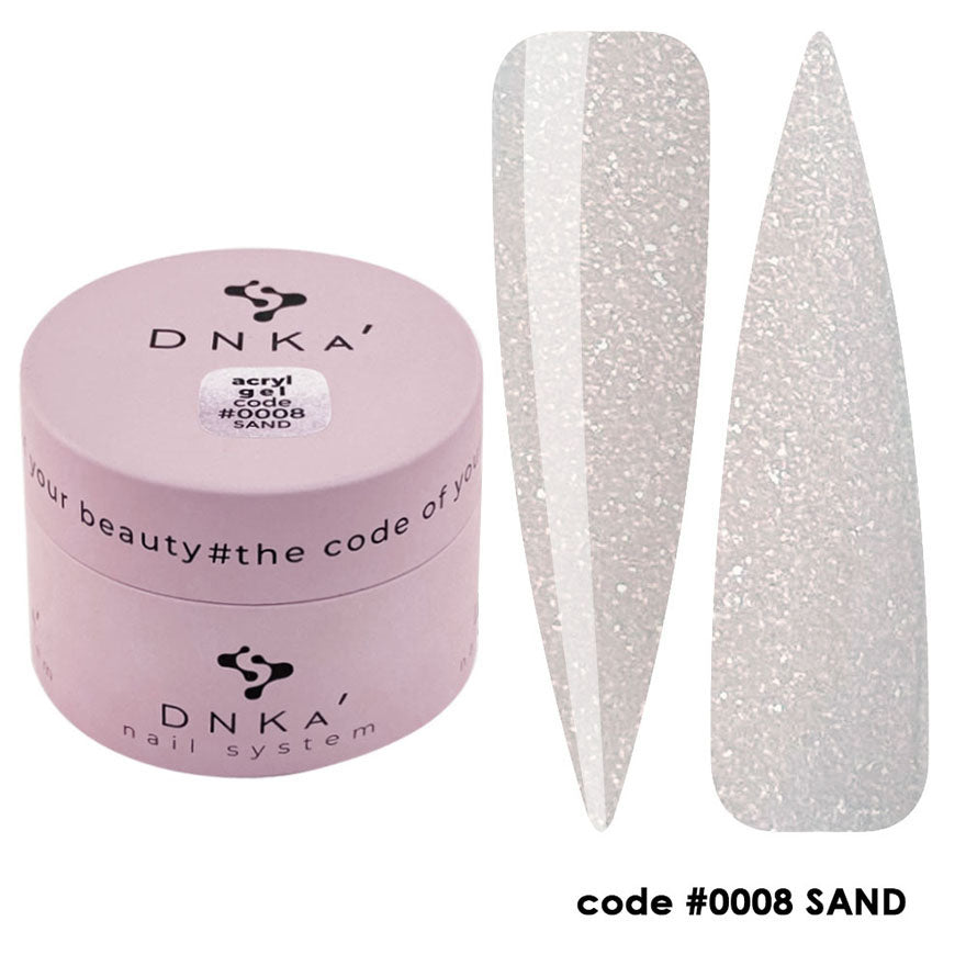 Polygel DNKa Acryl Gel № 08 Песочный акриловый гель бежевый с шиммером, 30 мл