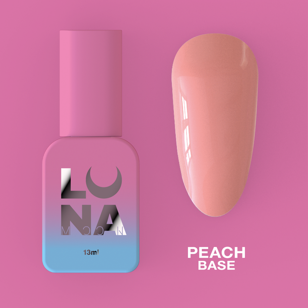 Камуфлирующая база для ногтей LunaMoon Base Peach в персиковом оттенке, 13 мл