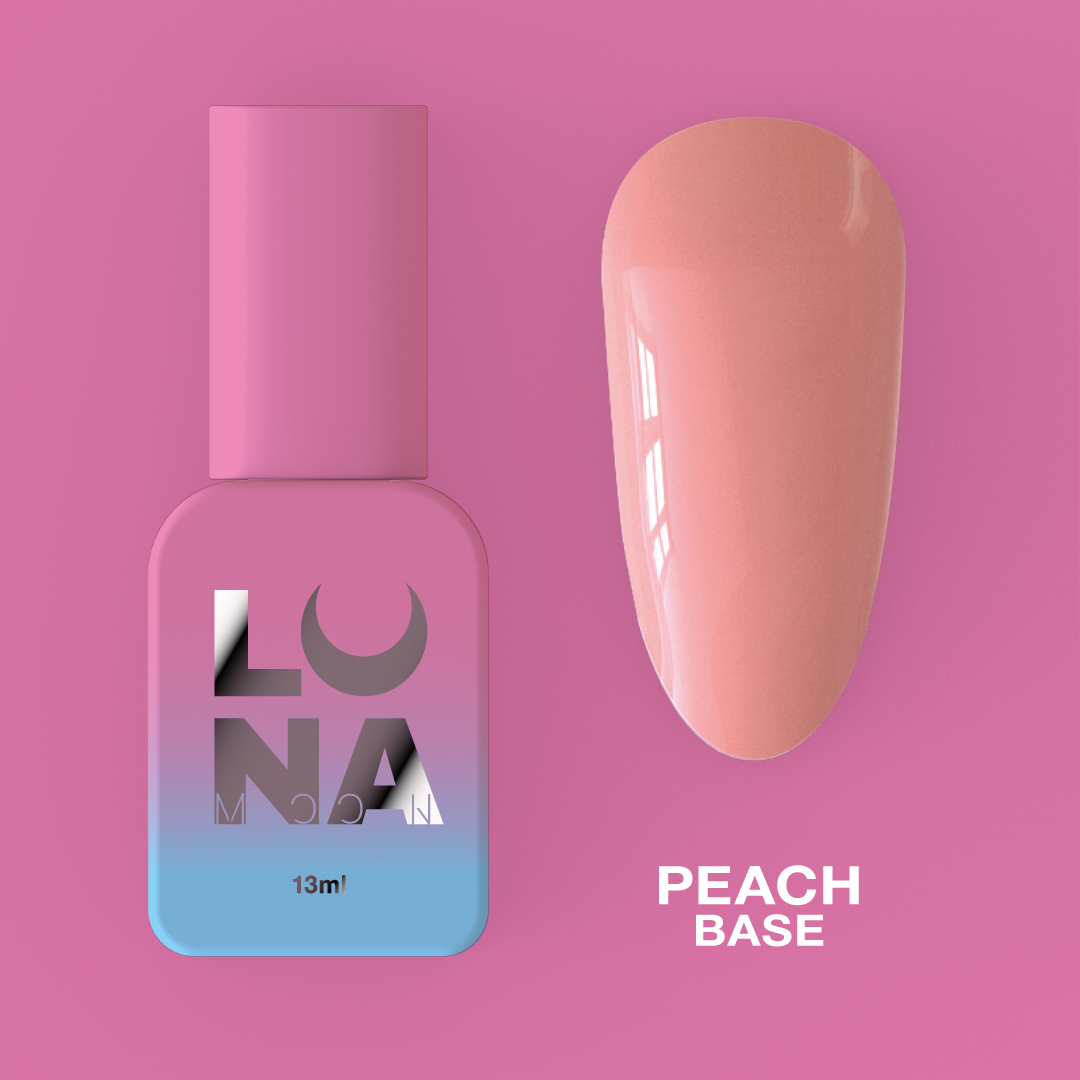 Камуфлирующая база для ногтей LunaMoon Base Peach в персиковом оттенке, 13 мл