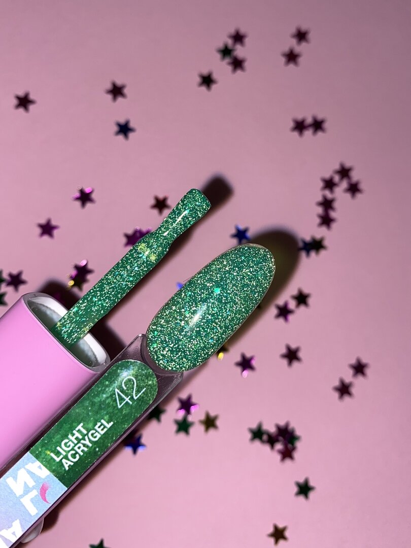 Жидкий гель LunaMoon Light Acrygel № 42 зеленый светоотражающий, 13 мл