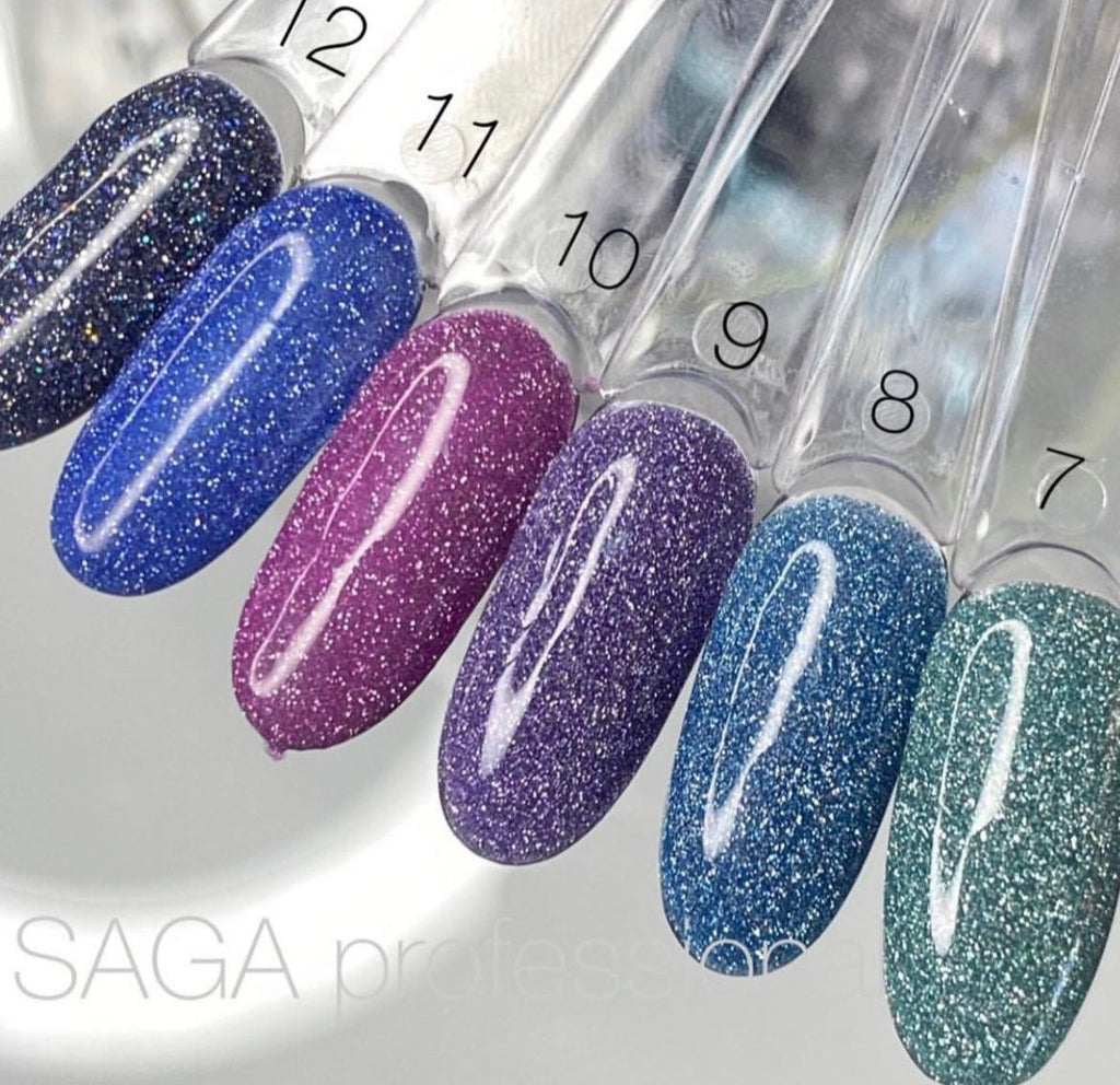 Гель-лак Saga Professional Fiery № 11 синий светоотражающий, 9 мл