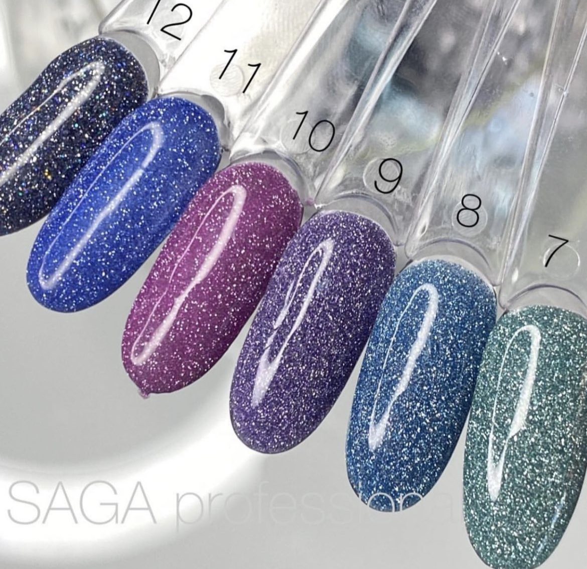 Гель-лак Saga Professional Fiery № 11 синий светоотражающий, 9 мл