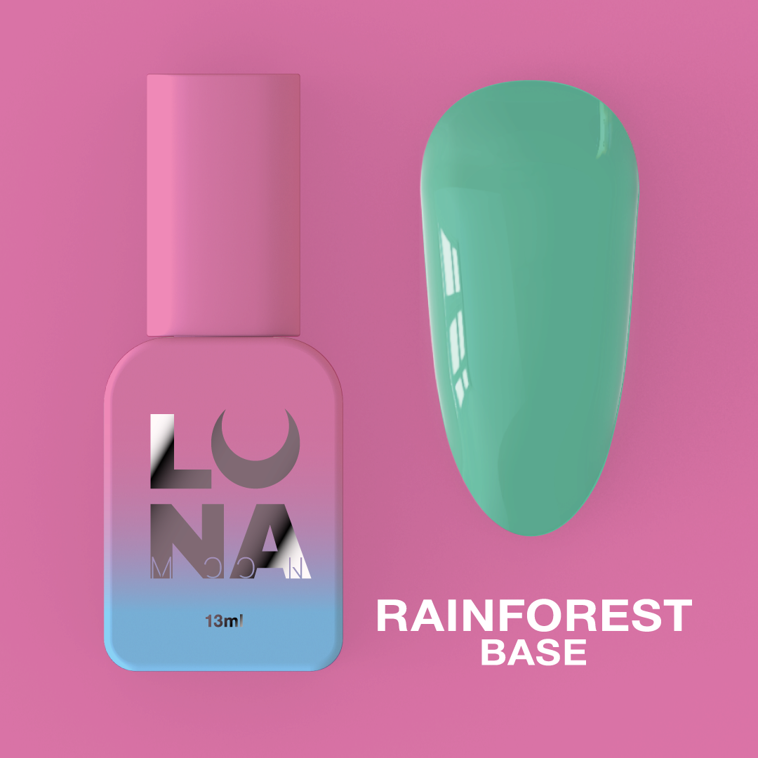 Камуфлирующая база для ногтей LunaMoon Base Rainforest в зеленом цвете, 13 мл
