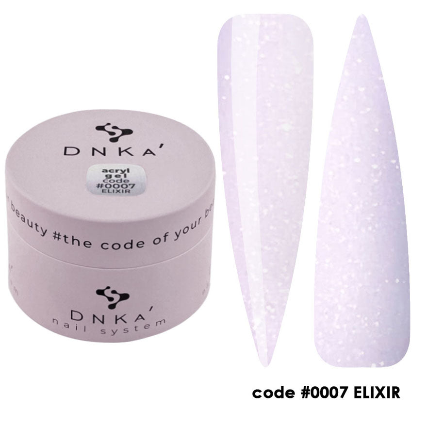 Polygel DNKa Acryl Gel № 07 Эликсир акриловый гель розовый с шиммером, 30 мл