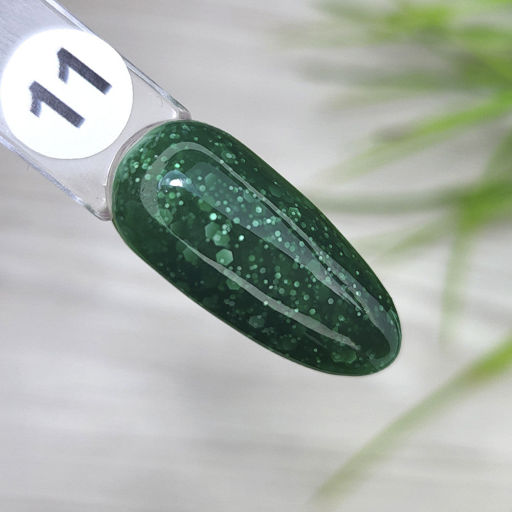 Гель-лак Saga Professional Marmalade № 11 (зеленый с хлопьями), 9 мл