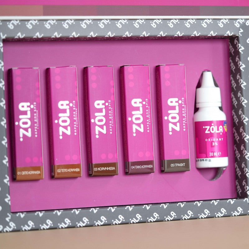 A set of ZOLA paints with the New Innovative Coloring System oxidizer ( brow tint )