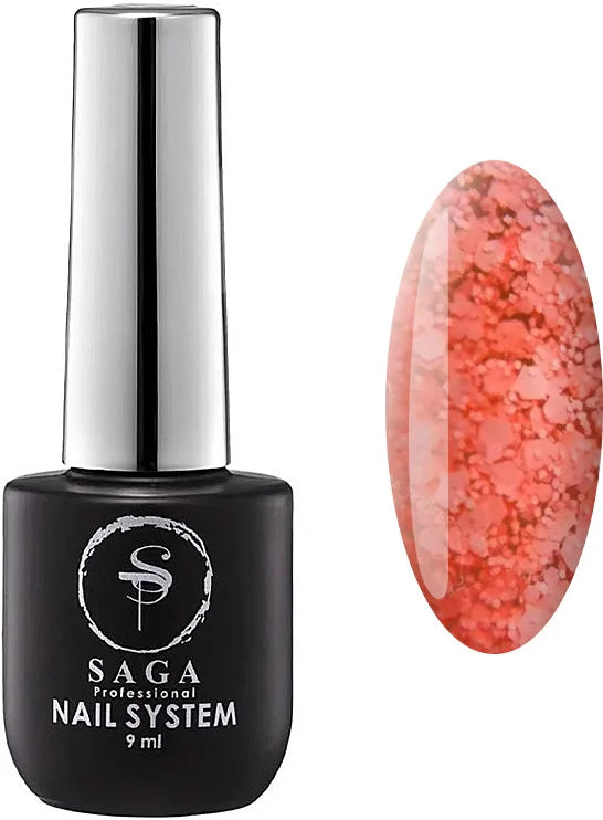 Гель-лак SAGA professional Marmalade 02 (персиковый с хлопьями), 9 мл