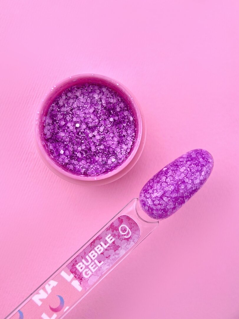 Блискучий гель LunaMoon Bubble Gel № 9 для дизайну, 5 мл