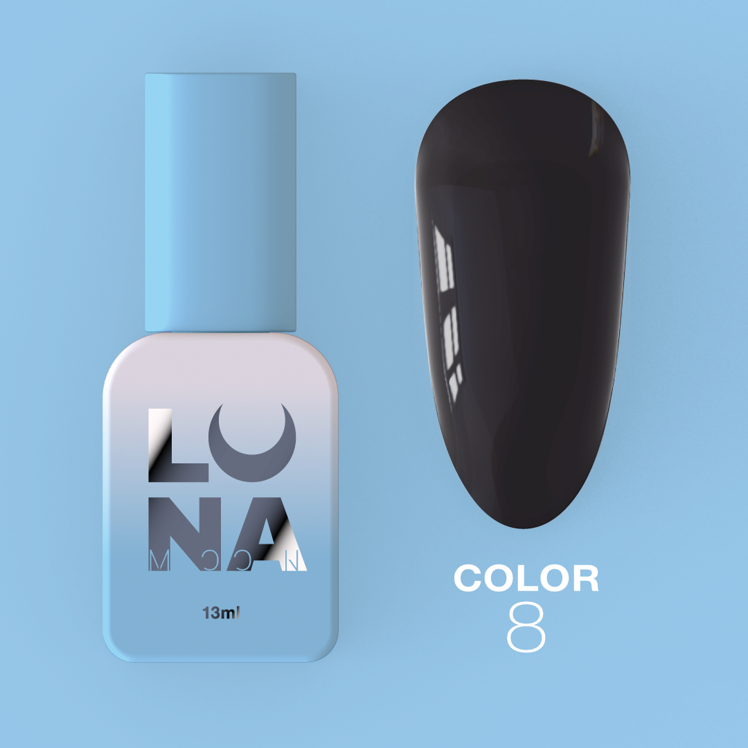 Гель-лак LunaMoon Color No. 08 глубокий черный, 13 мл