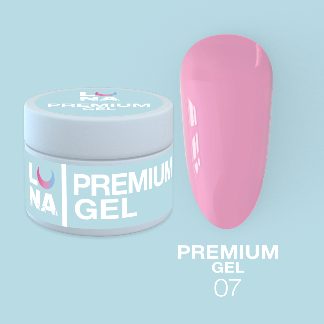 Гель для наращивания ногтей розовый LunaMoon Gel Premium № 7, 15 мл