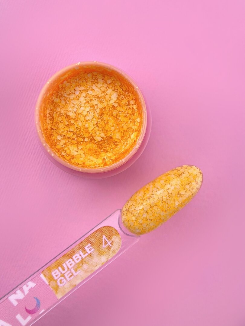 Блискучий гель LunaMoon Bubble Gel № 4 для дизайну, 5 мл