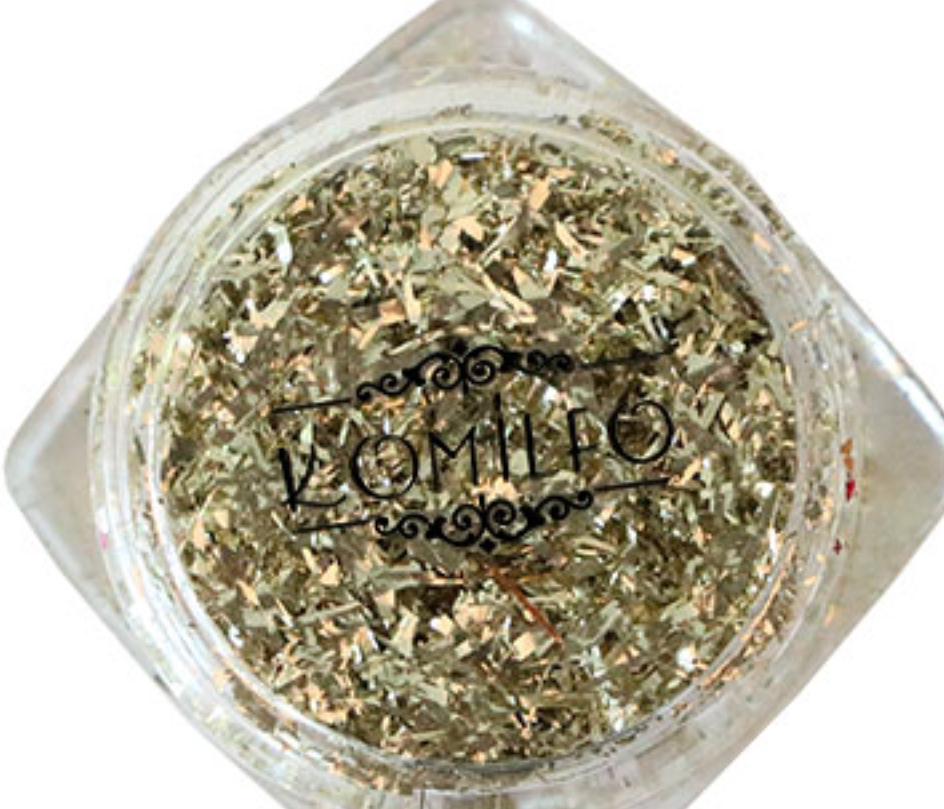 KOMILFO FOIL STRIPES №09 ШАМПАНСКИЙ СЕРЕБРЯНЫЙ, (0,2 г)