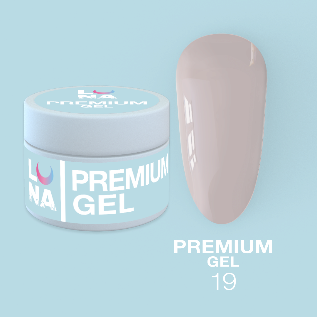 Гель для наращивания ногтей LunaMoon Gel Premium, светло-розовый, № 19, 15 мл