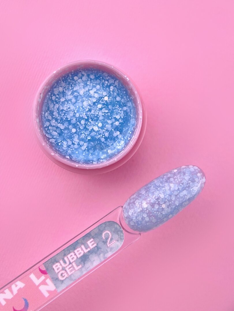 Гель-блестки Lunamoon Bubble Gel No. 2 для дизайна, 5 мл