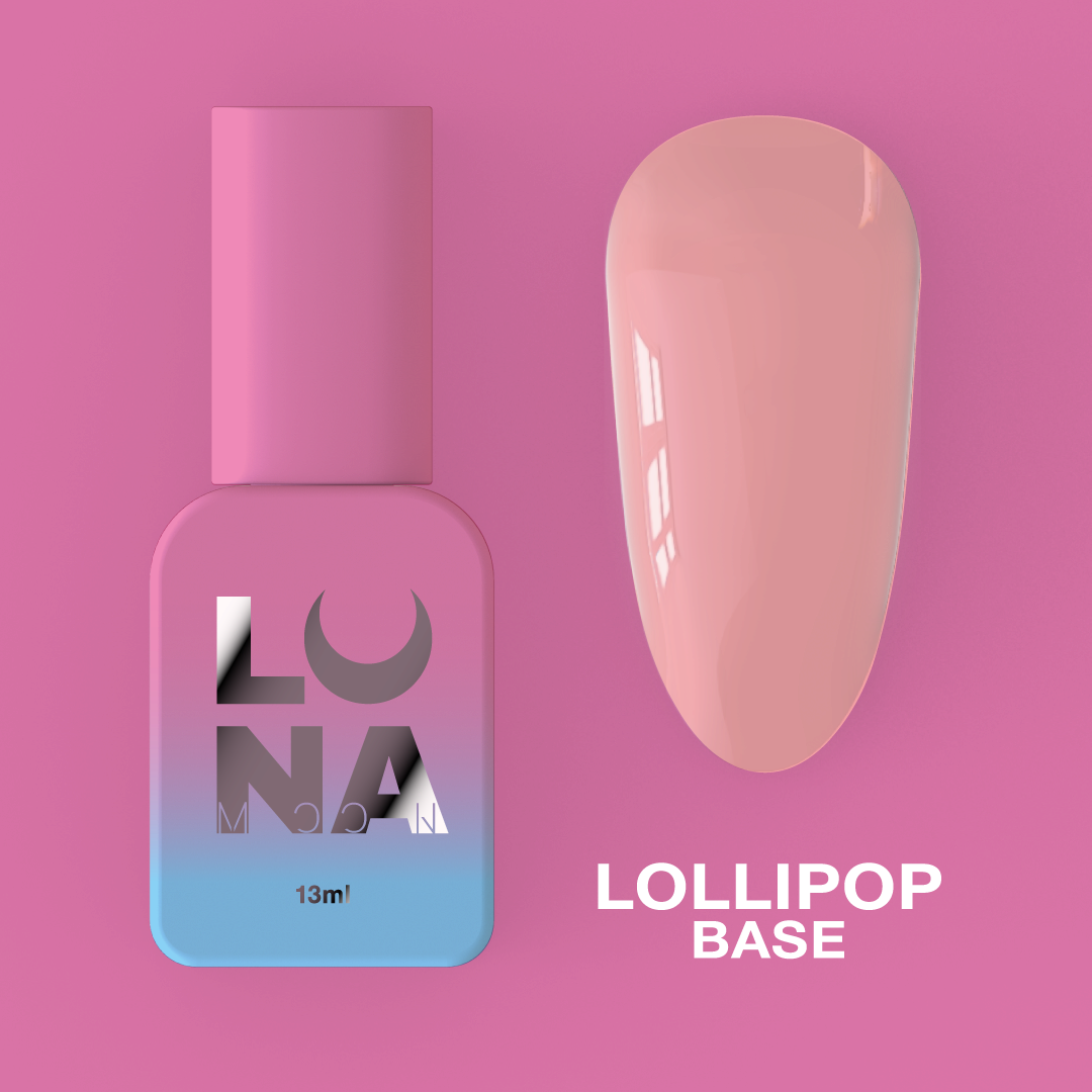 Камуфлирующая база для ногтей LunaMoon Base Lollipop в персиковом оттенке, 13 мл (база для ногтей)