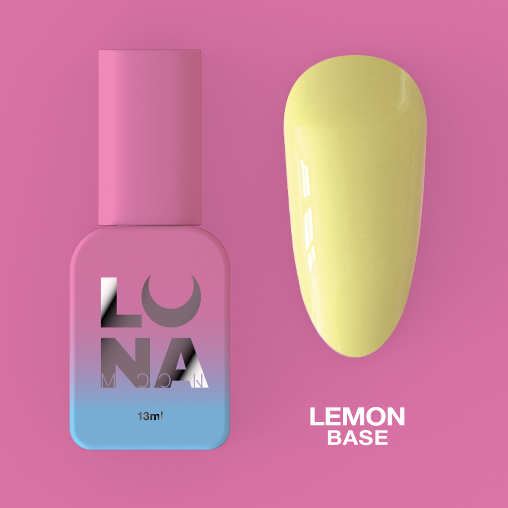 Камуфлирующая база для ногтей LunaMoon Base Lemon в оттенке лимона, 13 мл