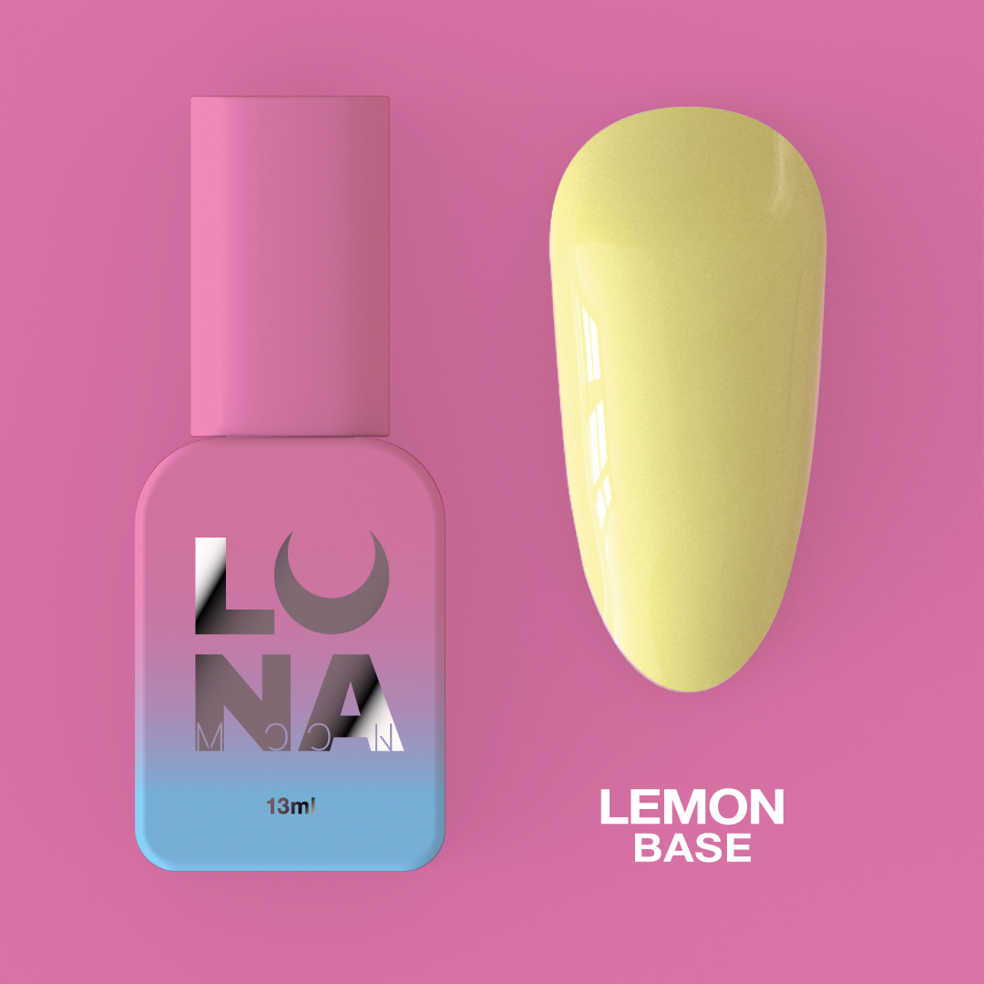 Камуфлирующая база для ногтей LunaMoon Base Lemon в оттенке лимона, 13 мл