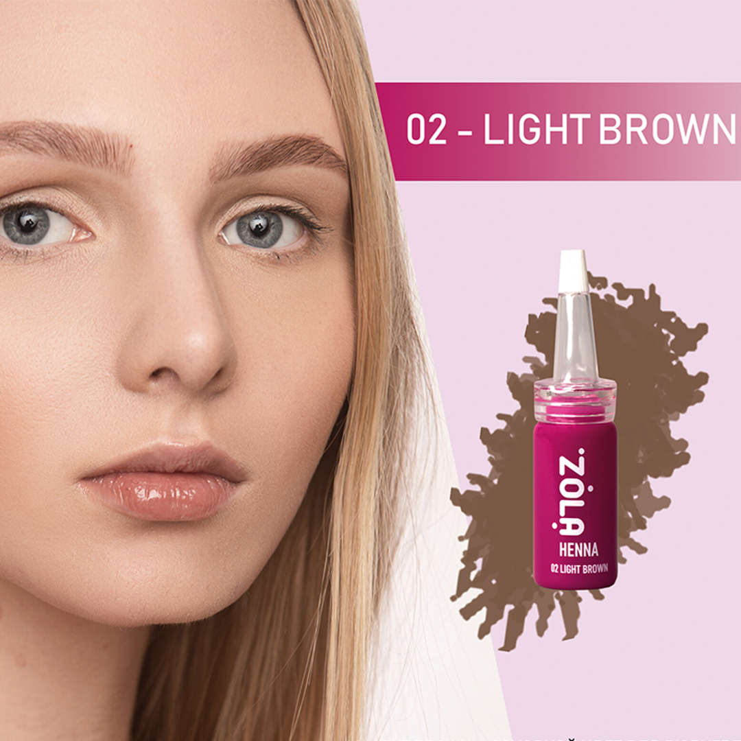 Хна для бровей ZOLA professional 02 Light Brown светло-коричневый, 10 г
