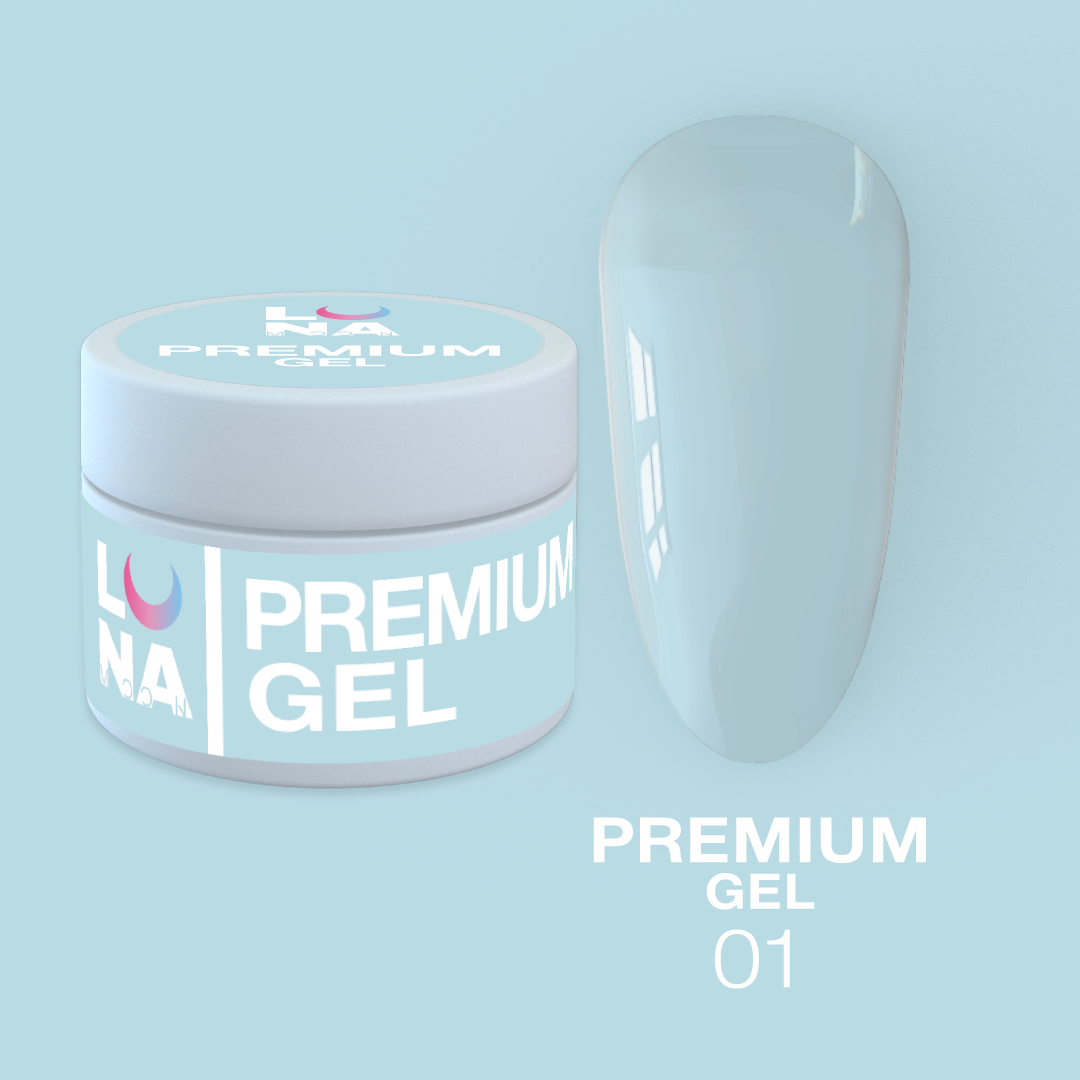 Гель для наращивания ногтей прозрачный LunaMoon Gel Premium № 1, 15 мл