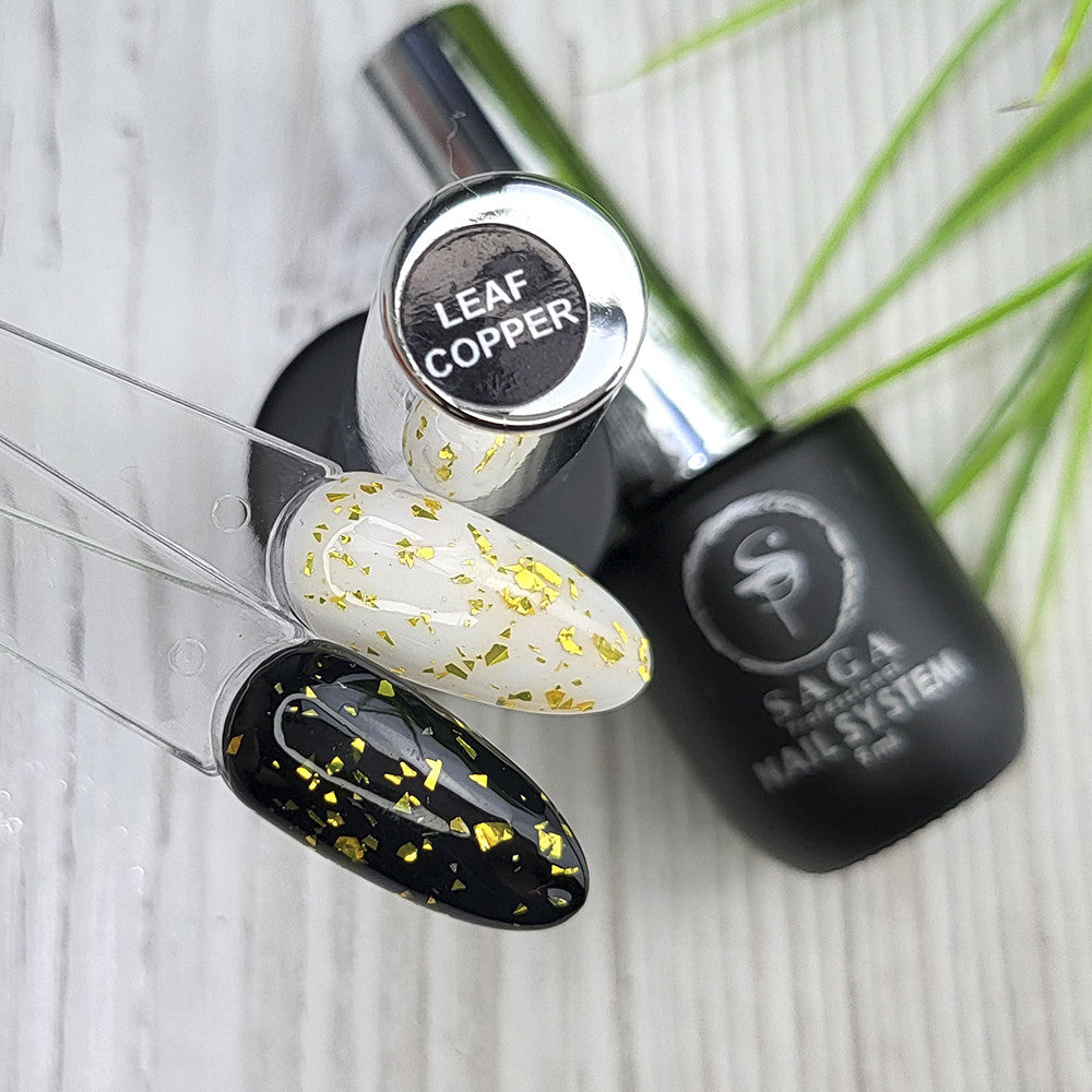 Антилипкий топ Saga Professional Leaf Copper для гель-лака с золотым покрытием, 8 мл