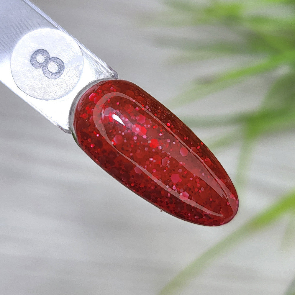 Гель-лак Saga Professional Marmalade № 8 (красный с хлопьями), 9 мл