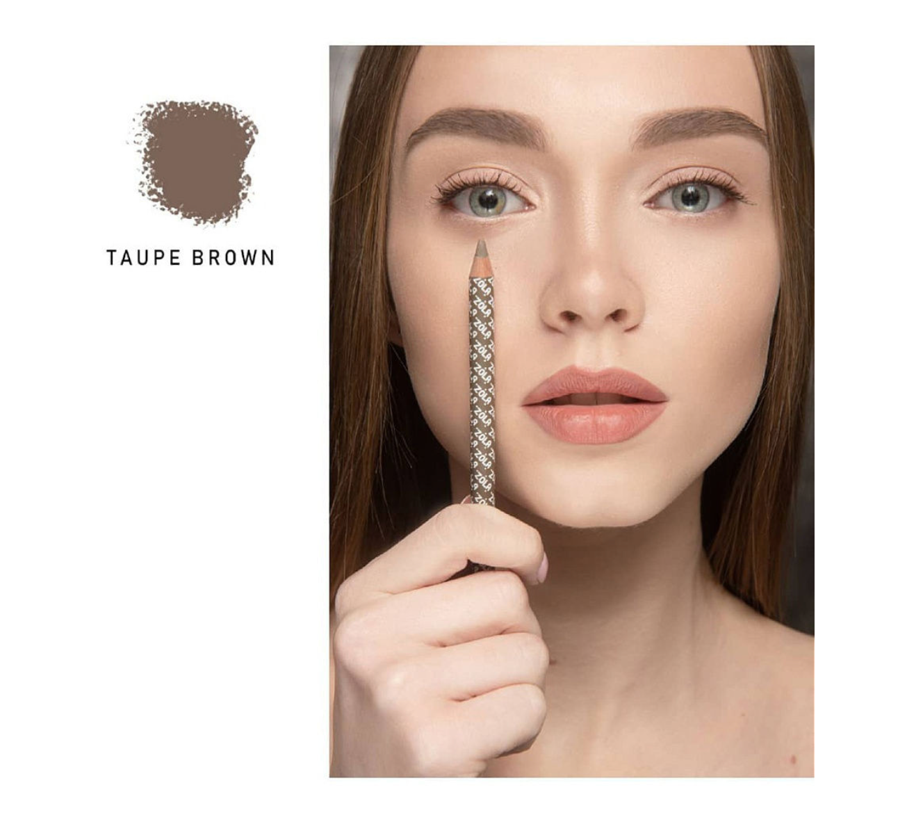 Пудровый карандаш для бровей ZOLA Powder Brow Pencil Taupe Brown светло-коричневый универсальный 1,19 г