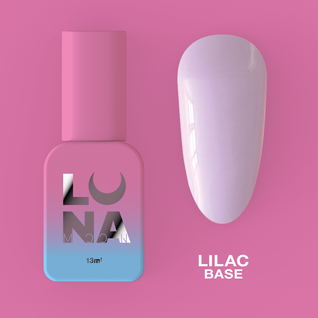 Камуфлирующая база для ногтей LunaMoon Base Lilac в сиреневом оттенке, 13 мл