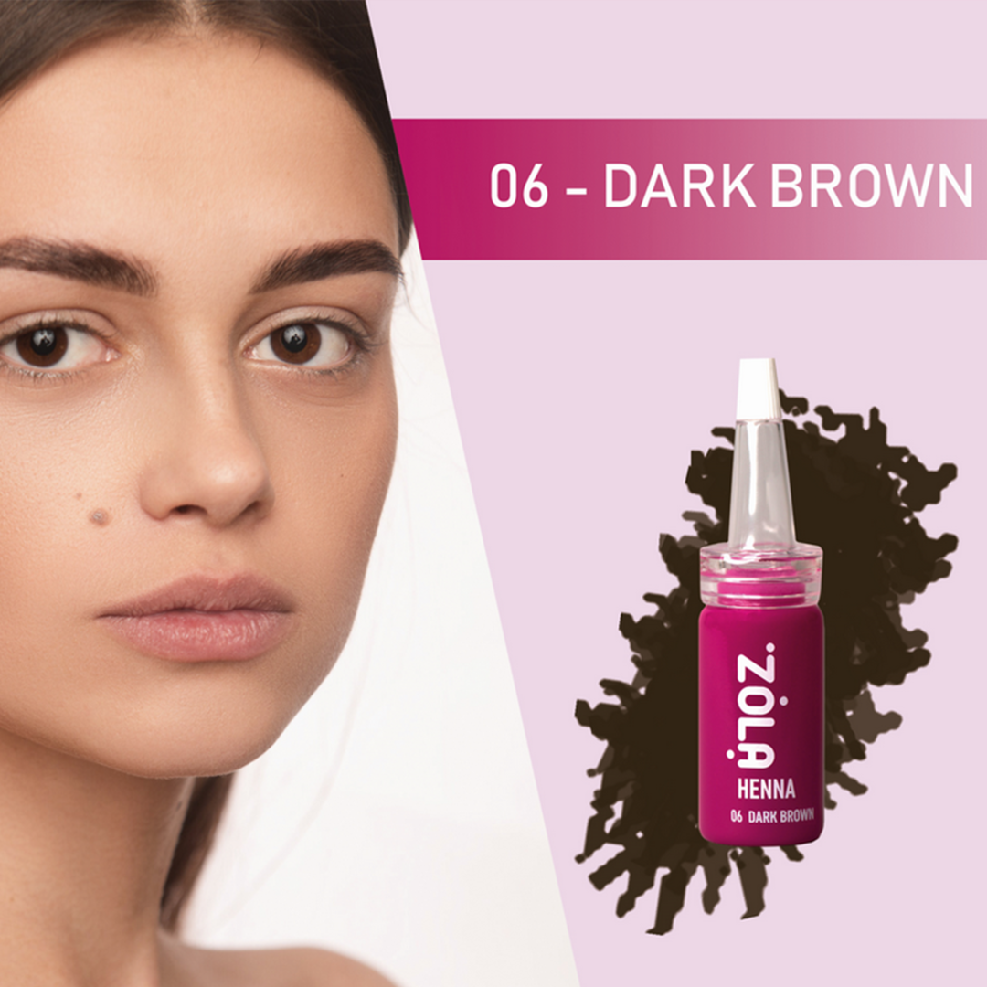 Хна для бровей ZOLA professional 06 Dark Brown тёмно-коричневый для смуглых девушек, 10 г
