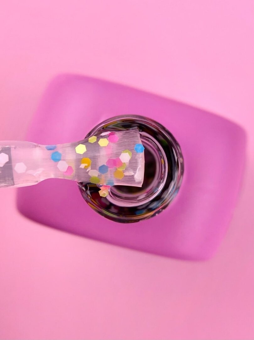 Топ для гель-лака Top Bonbon с разноцветными фигурками без липкого слоя, 13 мл