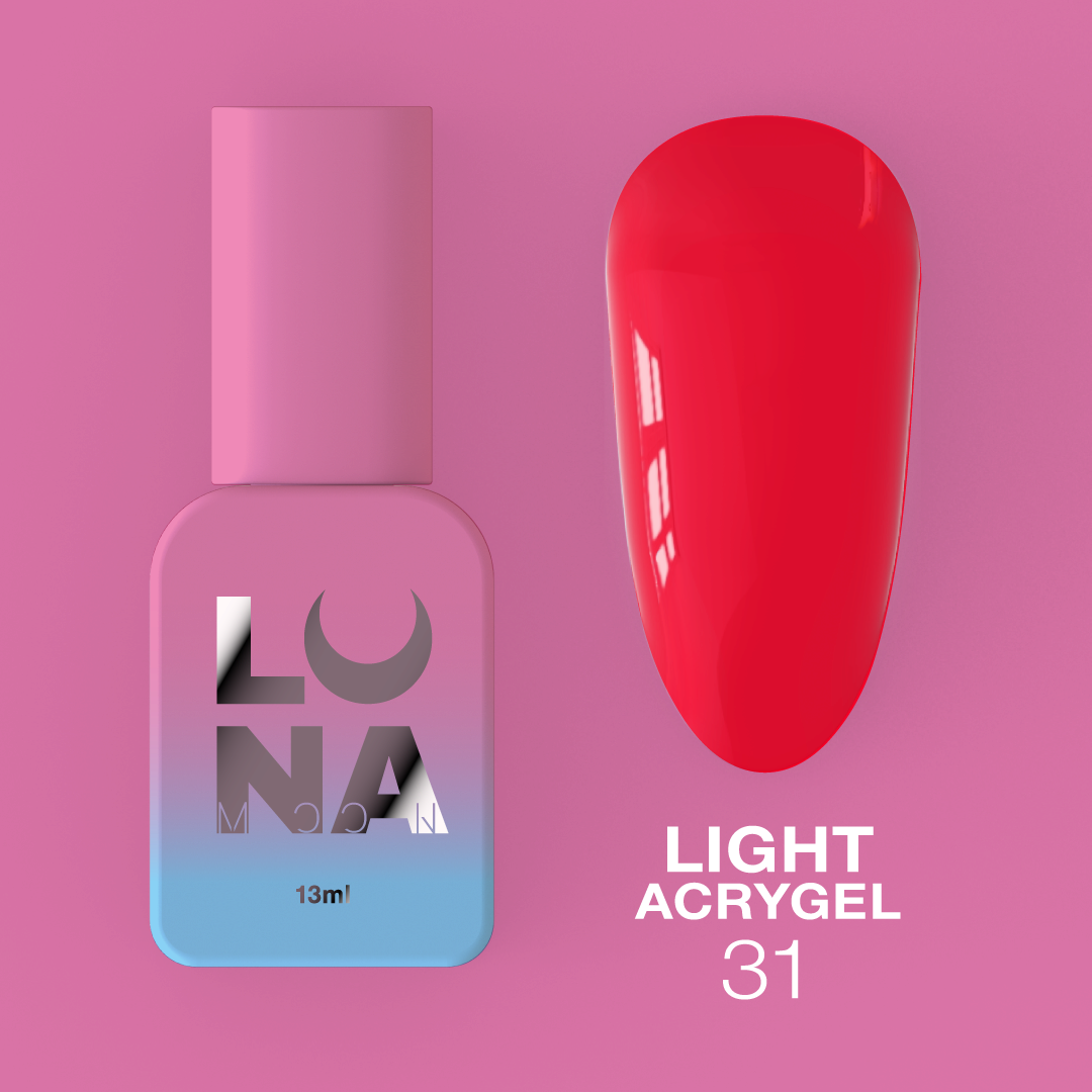 Жидкий гель LunaMoon Light Acrygel No. 31 красный, 13 мл (гель для ногтей)