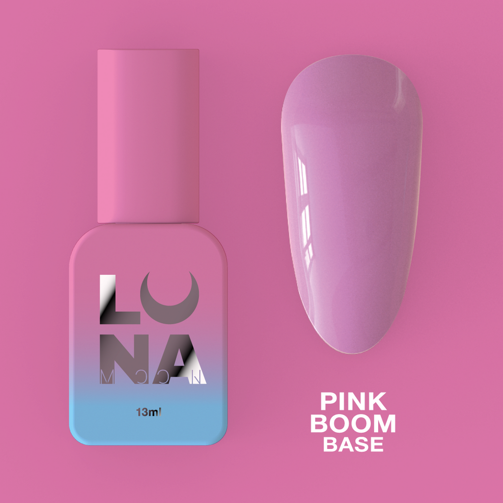 Камуфлирующая база для ногтей LunaMoon Base Pink Boom в розовом оттенке, 13 мл