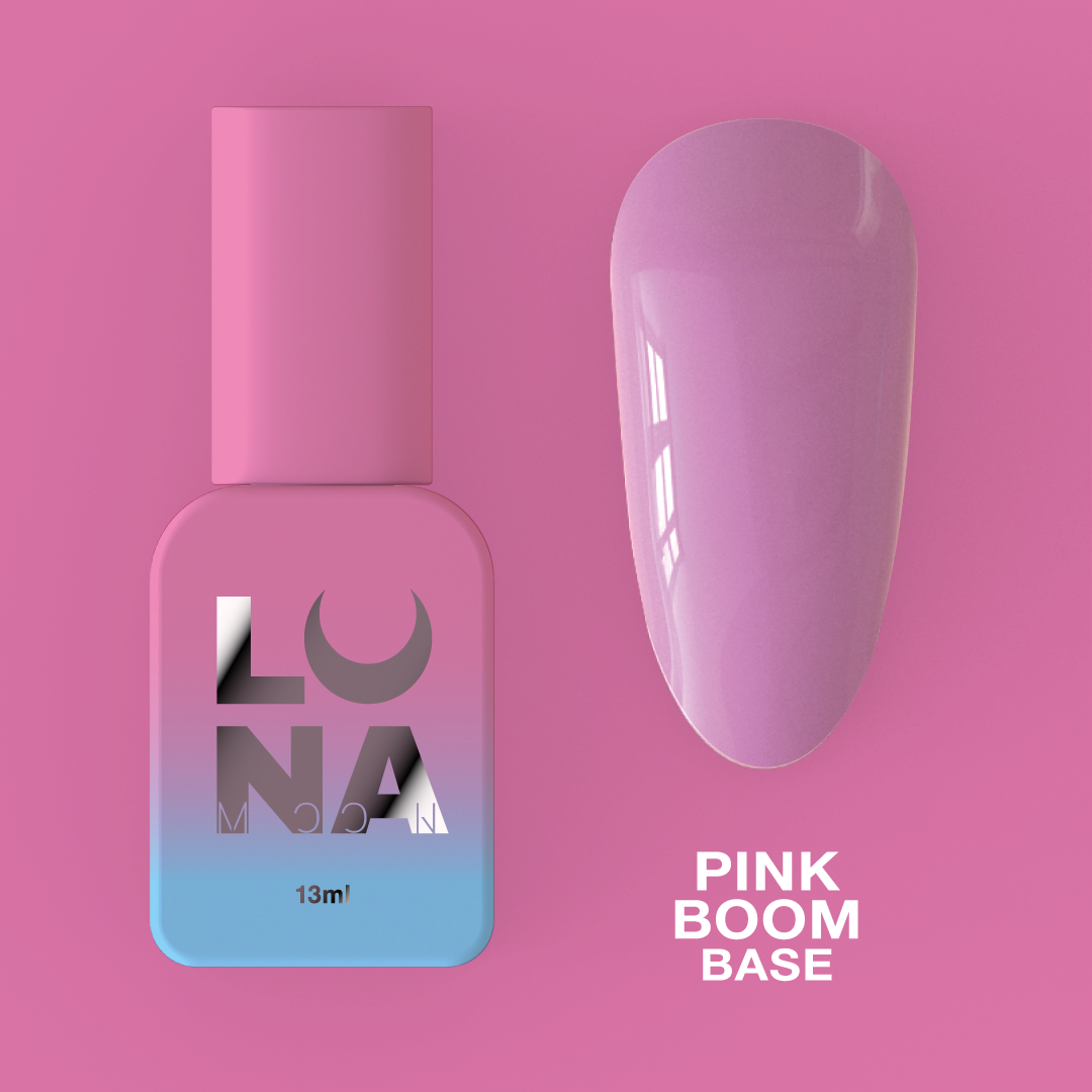 Камуфлирующая база для ногтей LunaMoon Base Pink Boom в розовом оттенке, 13 мл