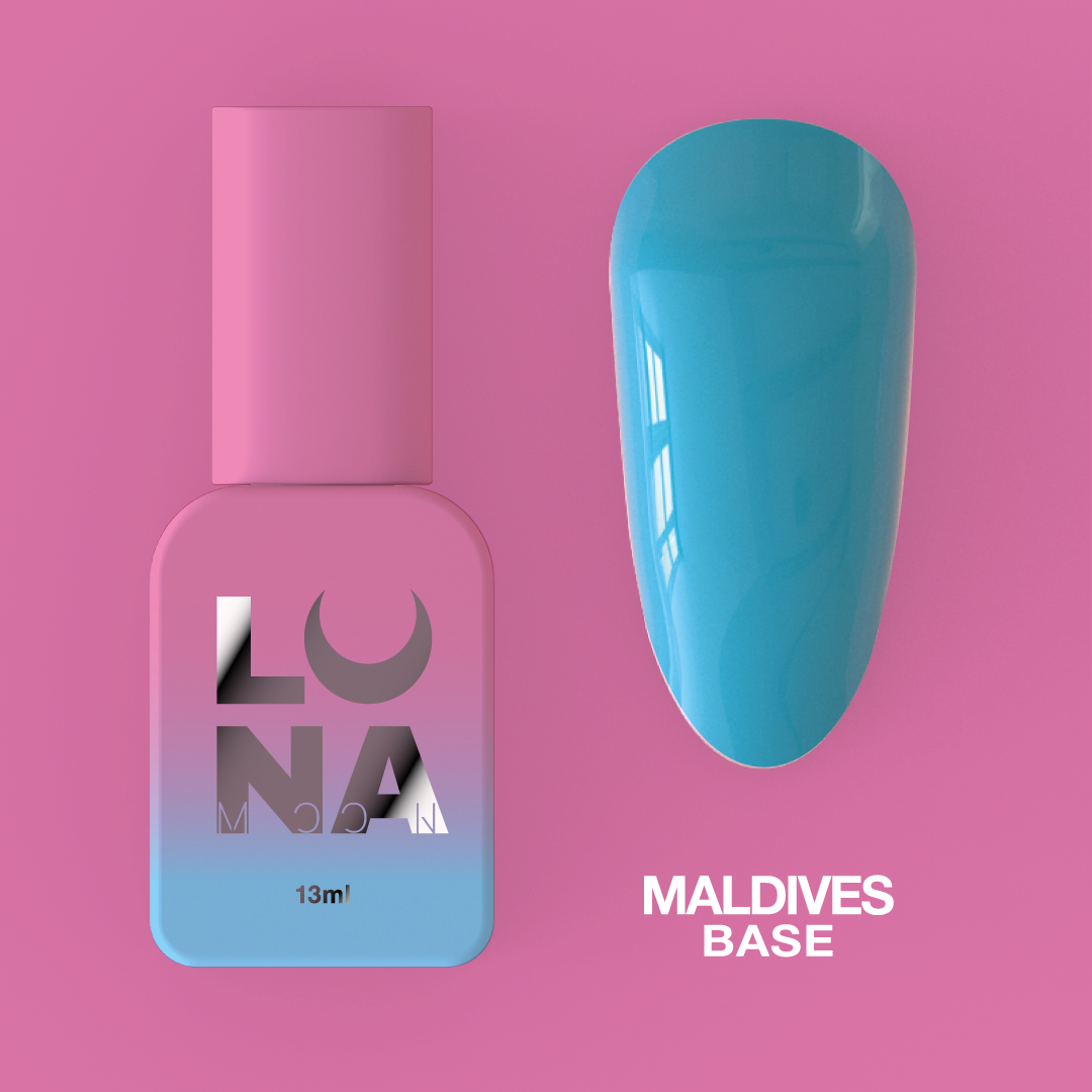 Камуфлирующая база для ногтей LunaMoon Base Maldives в бирюзовом оттенке, 13 мл