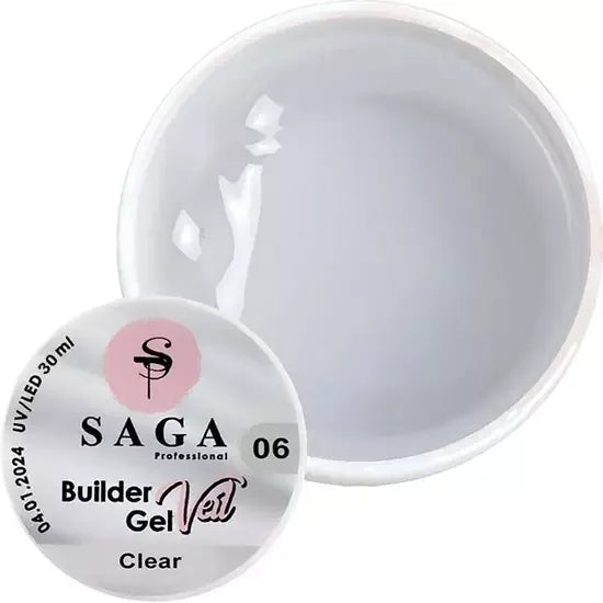 Строительный гель Saga Professional Builder Gel Veil 6 Clear прозрачный, 30 мл