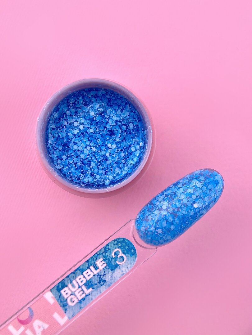 Гель-блестки Lunamoon Bubble Gel No. 3 для дизайна, 5 мл