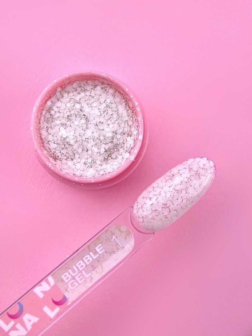 Гель-блестки Lunamoon Bubble Gel No. 1 для дизайна, 5 мл