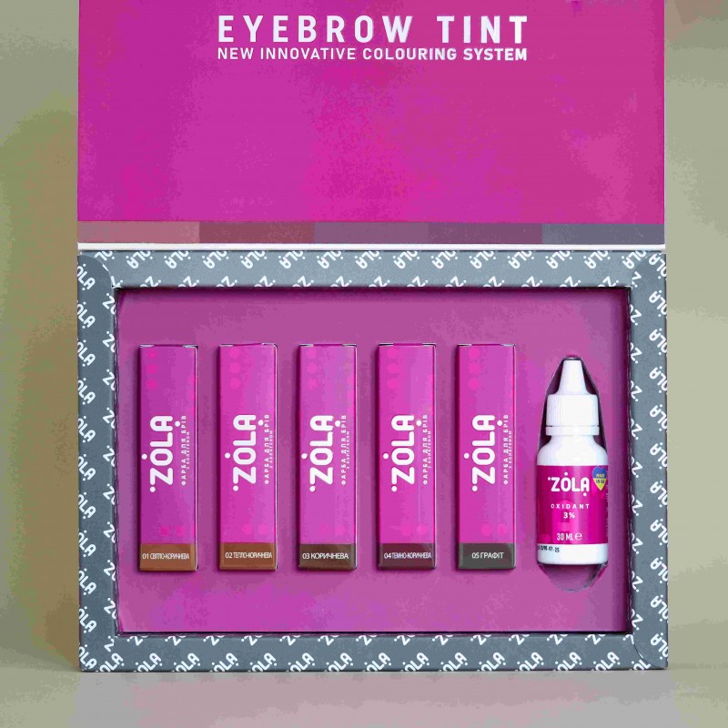 A set of ZOLA paints with the New Innovative Coloring System oxidizer ( brow tint )
