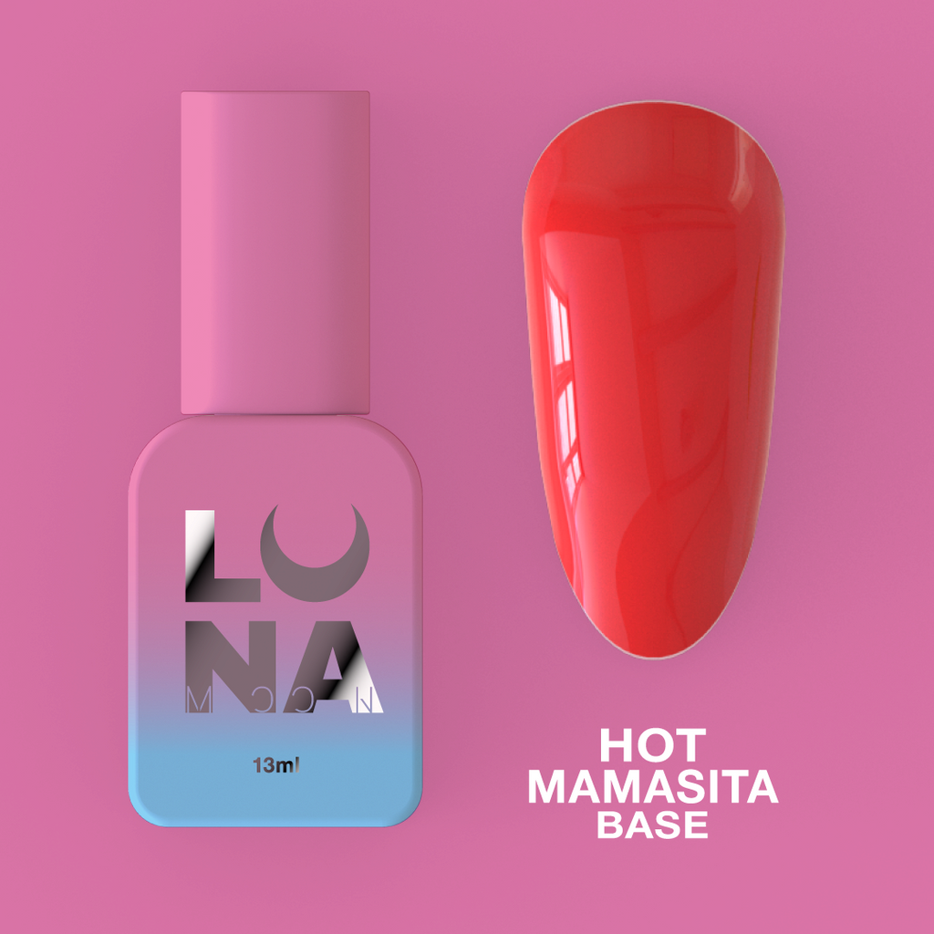 Камуфлирующая база для ногтей LunaMoon Base Hot Mamasita в красном оттенке, 13 мл