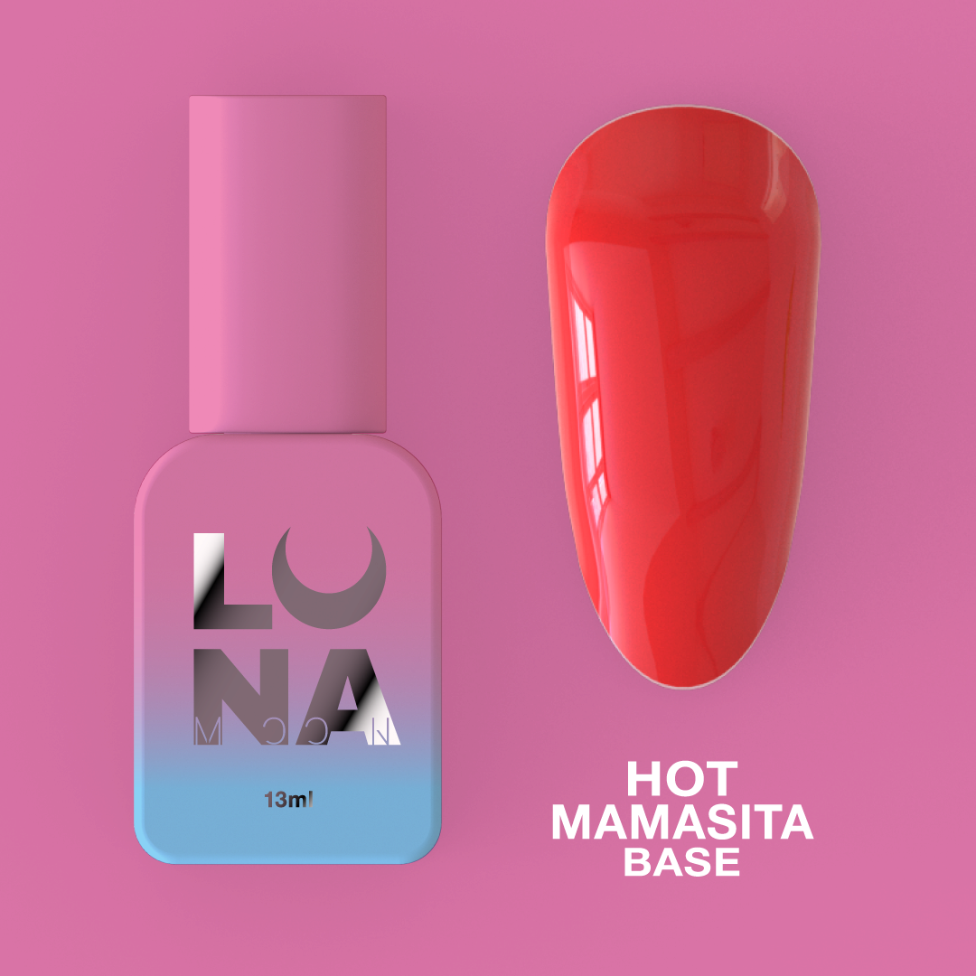 Камуфлирующая база для ногтей LunaMoon Base Hot Mamasita в красном оттенке, 13 мл