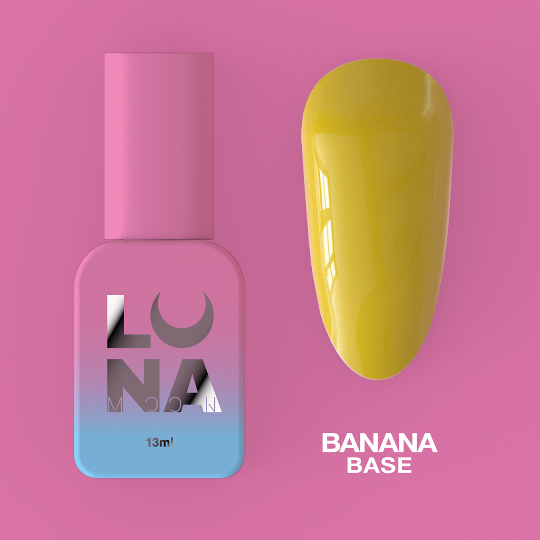 Камуфлирующая база для ногтей LunaMoon Base Banana в желтом оттенке, 13 мл