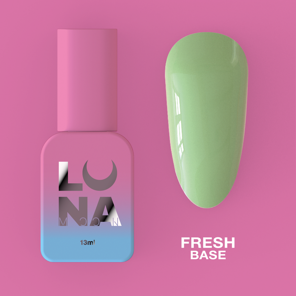 Камуфлирующая база для ногтей LunaMoon Base Fresh в свежем зеленом оттенке, 13 мл