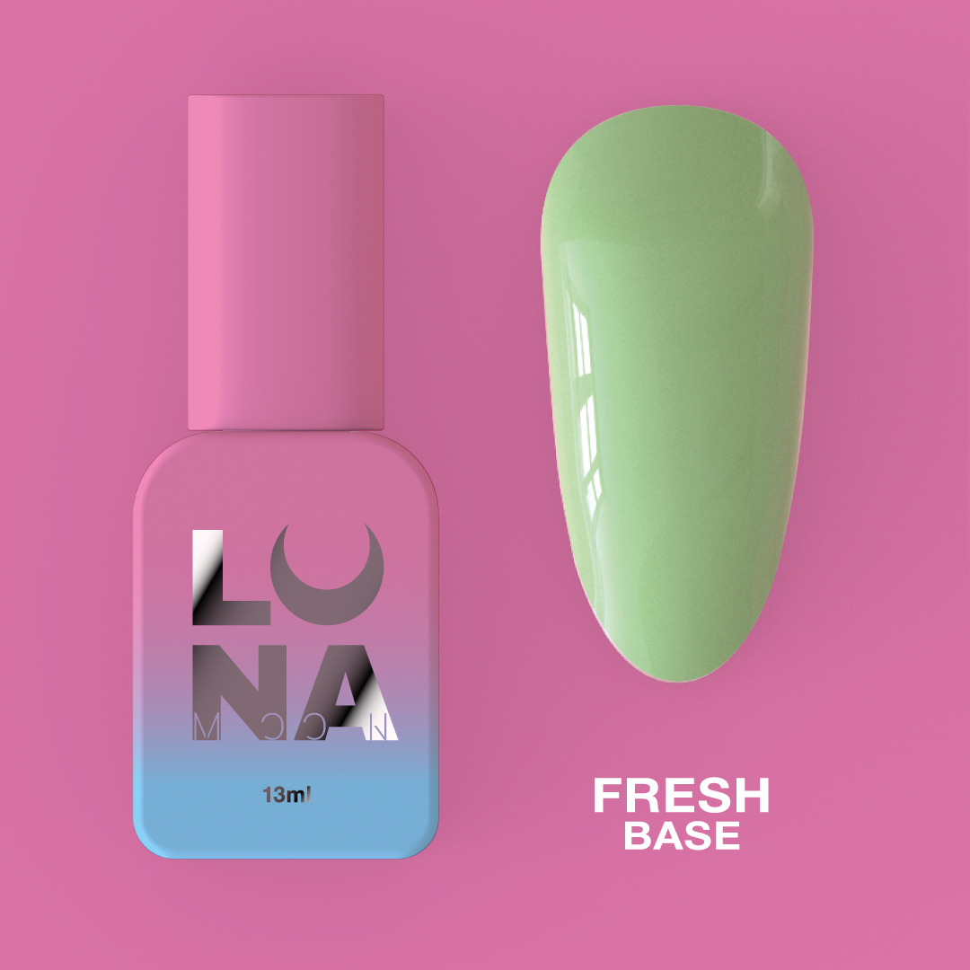 Камуфлирующая база для ногтей LunaMoon Base Fresh в свежем зеленом оттенке, 13 мл