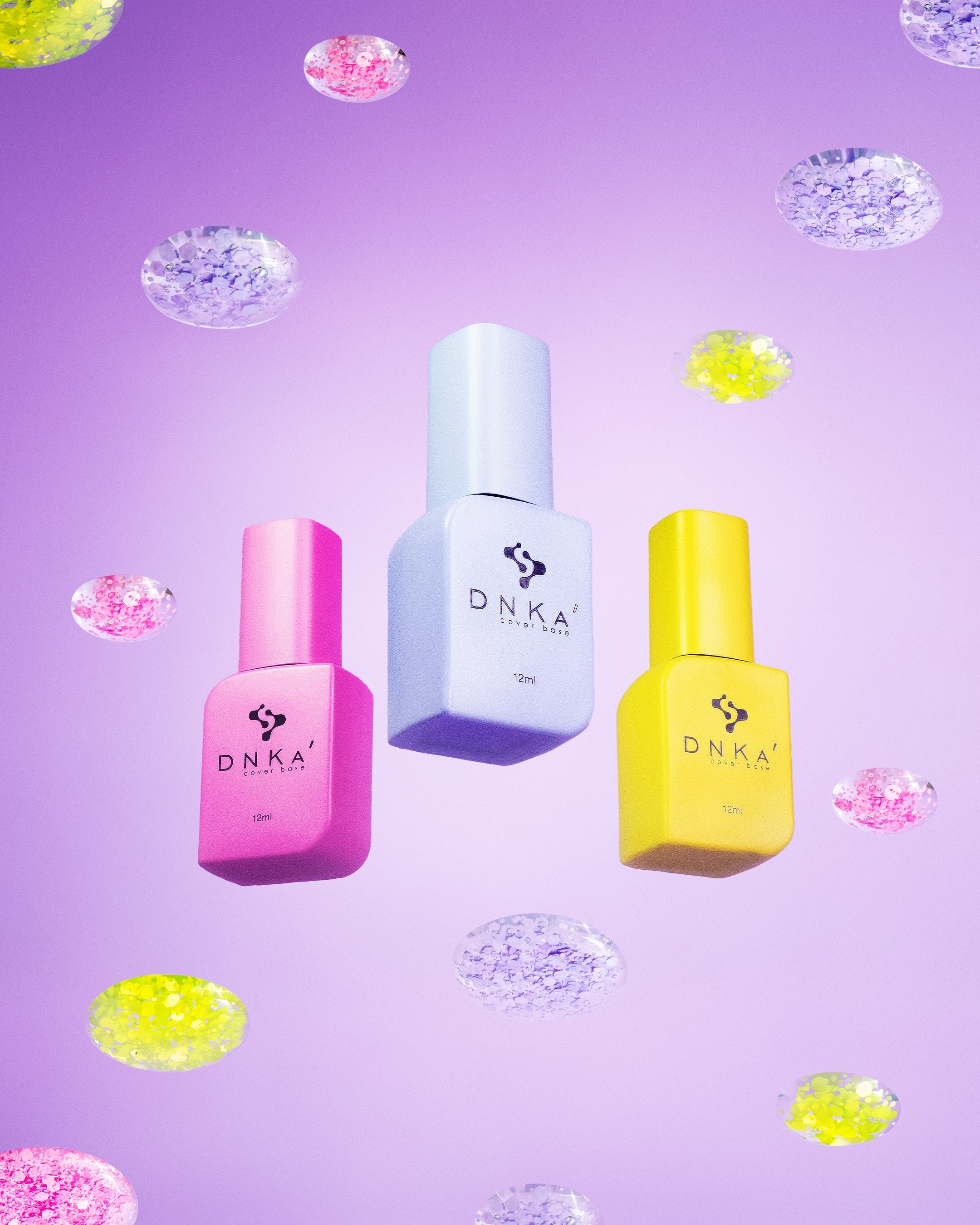 Топ для гель-лака DNKa Top Sakura прозрачный с розовыми хлопьями без липкого слоя, 12 мл (топ для ногтей)