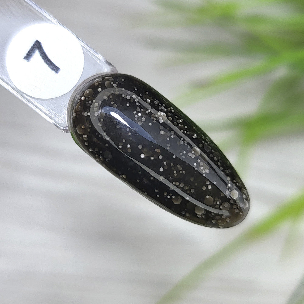 Гель-лак Saga Professional Marmalade №7 (черный с хлопьями), 9 мл