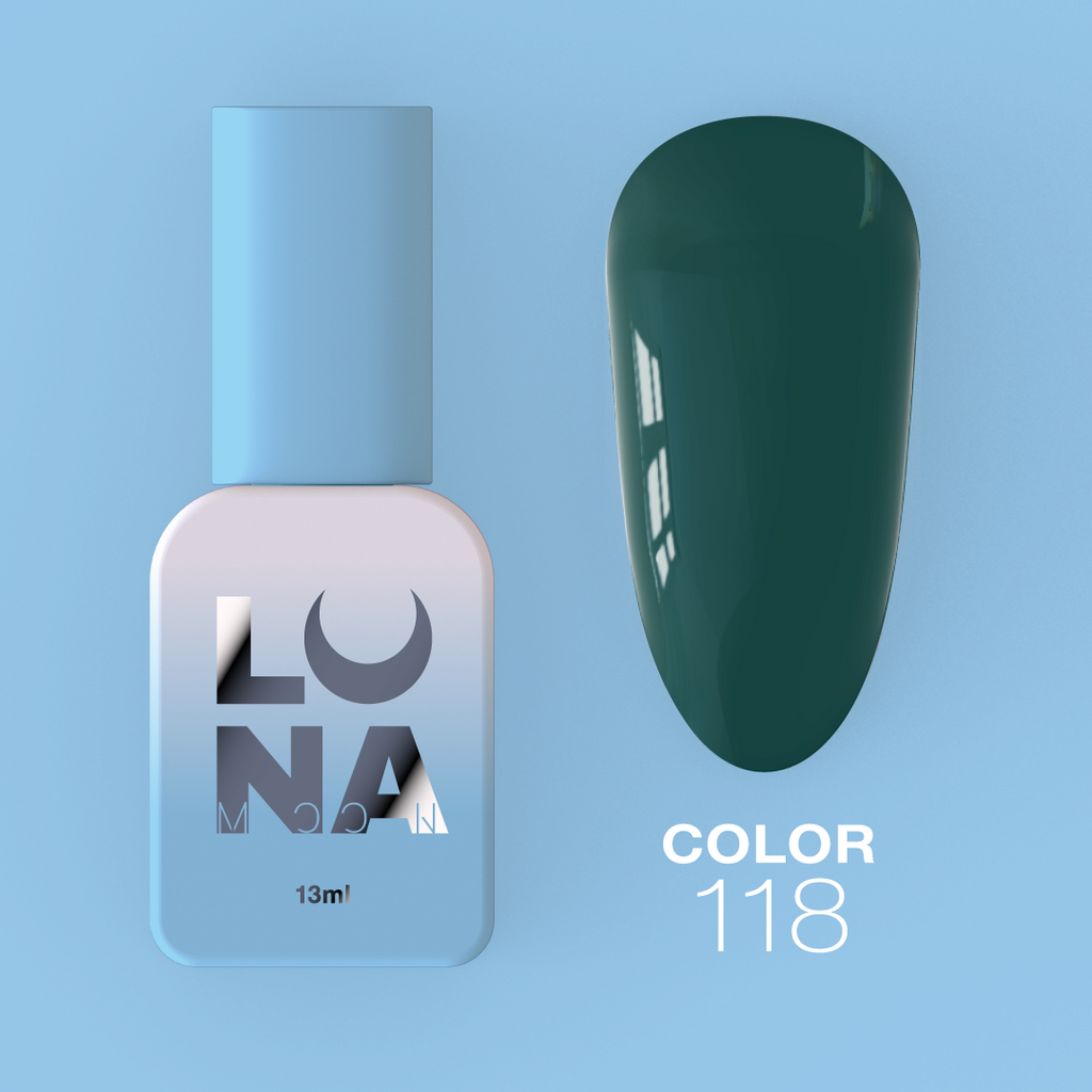 Гель-лак LunaMoon Color No. 118 темно-зеленый, 13 мл